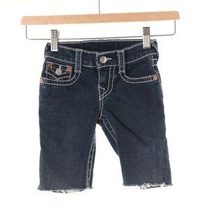 True Religion Joey Super T Purple Stitch Cutoff Bermuda Denim Shorts Girls 4